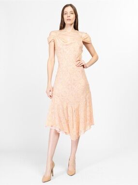 Express Peach Off-Shoulder Midi Dress